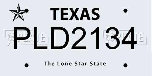 PLD2134 Texas License Plate