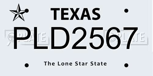 PLD2567 Texas License Plate