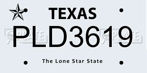 PLD3619 Texas License Plate