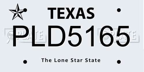 PLD5165 Texas License Plate