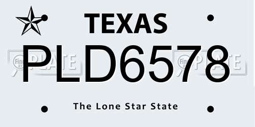 PLD6578 Texas License Plate
