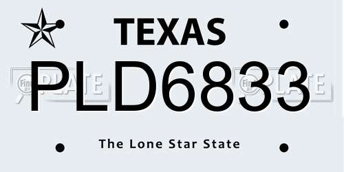 PLD6833 Texas License Plate