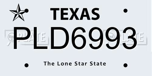 PLD6993 Texas License Plate