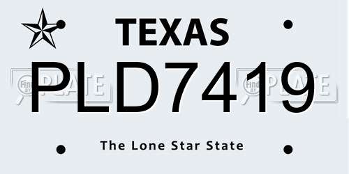 PLD7419 Texas License Plate