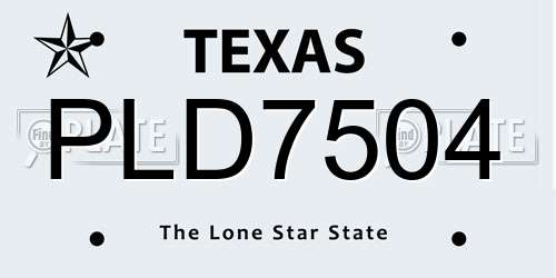 PLD7504 Texas License Plate