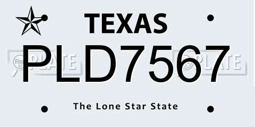PLD7567 Texas License Plate