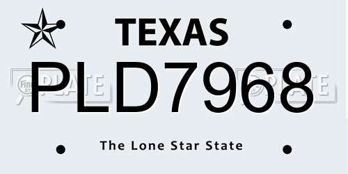 PLD7968 Texas License Plate