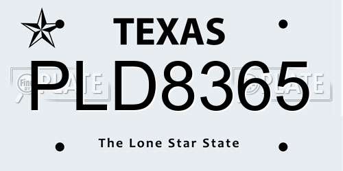 PLD8365 Texas License Plate
