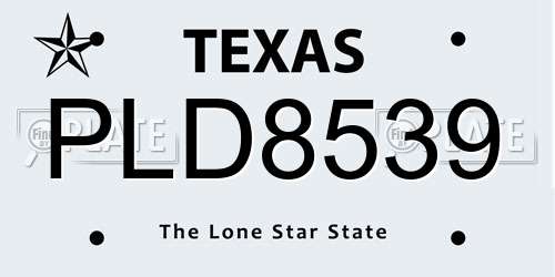 PLD8539 Texas License Plate