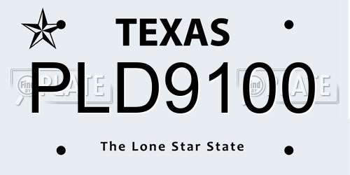 PLD9100 Texas License Plate