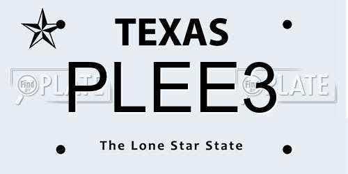 PLEE3 Texas License Plate