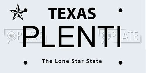PLENTI Texas License Plate