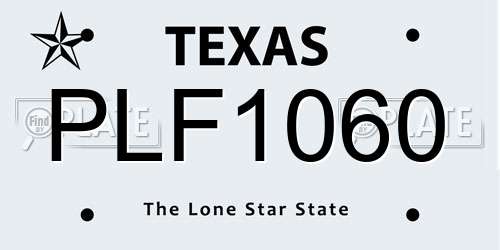 PLF1060 Texas License Plate