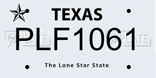 PLF1061 Texas License Plate