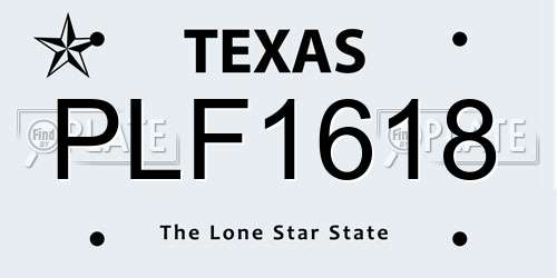 PLF1618 Texas License Plate