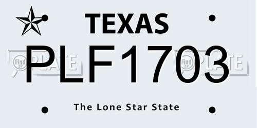 PLF1703 Texas License Plate