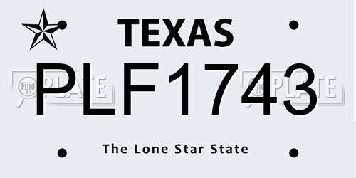 PLF1743 Texas License Plate