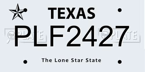 PLF2427 Texas License Plate