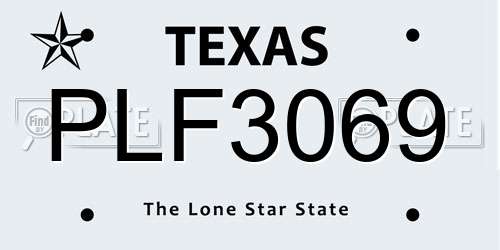 PLF3069 Texas License Plate