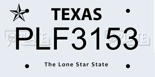 PLF3153 Texas License Plate