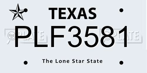 PLF3581 Texas License Plate