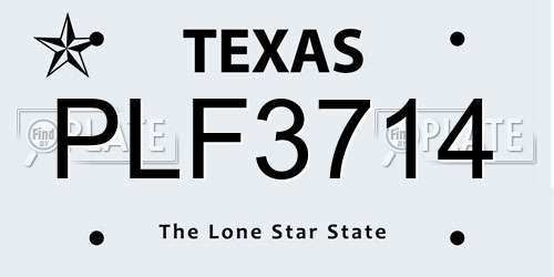 PLF3714 Texas License Plate