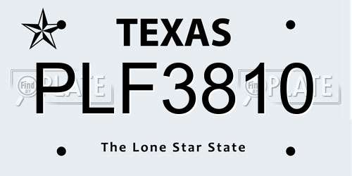 PLF3810 Texas License Plate
