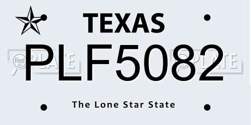 PLF5082 Texas License Plate