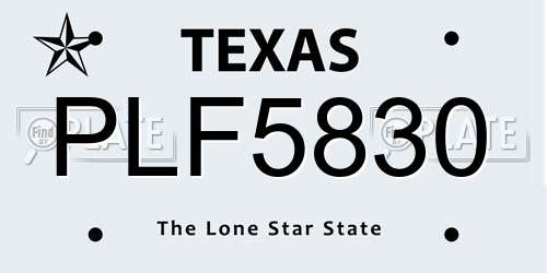 PLF5830 Texas License Plate