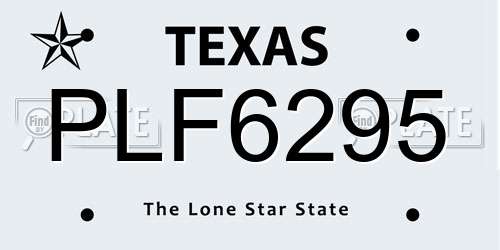 PLF6295 Texas License Plate
