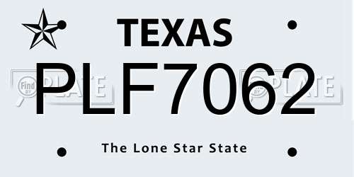 PLF7062 Texas License Plate