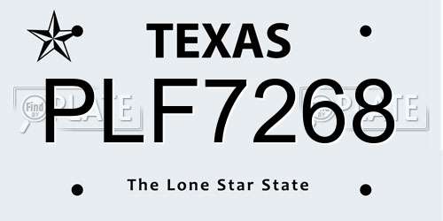 PLF7268 Texas License Plate
