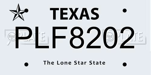PLF8202 Texas License Plate