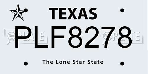 PLF8278 Texas License Plate