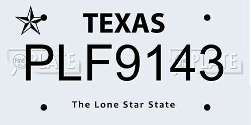 PLF9143 Texas License Plate