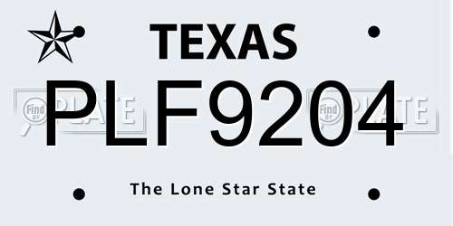 PLF9204 Texas License Plate