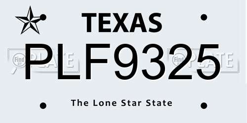 PLF9325 Texas License Plate