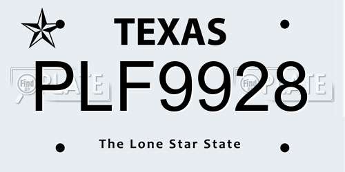 PLF9928 Texas License Plate