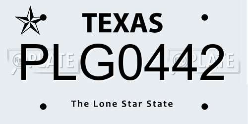 PLG0442 Texas License Plate