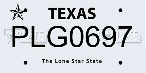 PLG0697 Texas License Plate