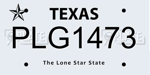 PLG1473 Texas License Plate