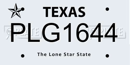 PLG1644 Texas License Plate