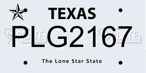 PLG2167 Texas License Plate