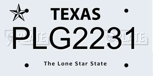 PLG2231 Texas License Plate