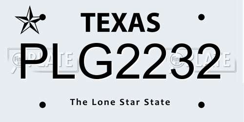 PLG2232 Texas License Plate