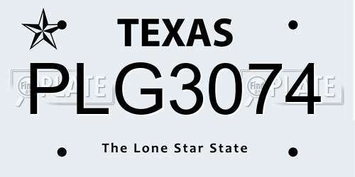 PLG3074 Texas License Plate