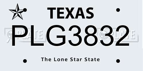 PLG3832 Texas License Plate