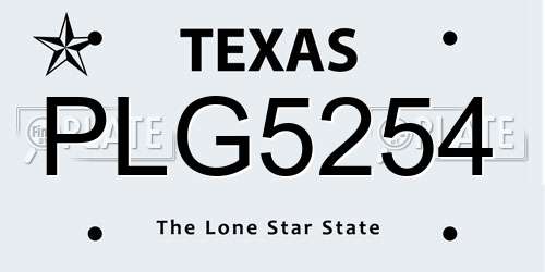 PLG5254 Texas License Plate