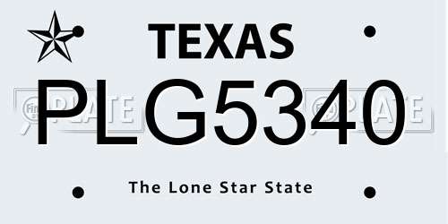 PLG5340 Texas License Plate
