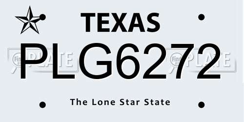 PLG6272 Texas License Plate